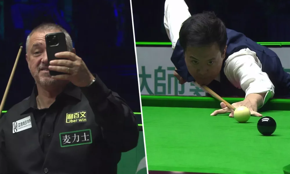 Stephen Hendry records Marco Fu making a 147 break in Hong Kong