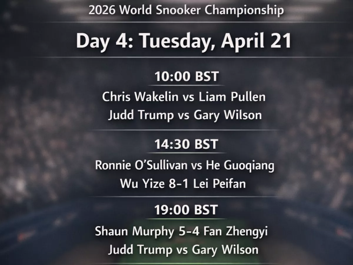 2026 World Snooker Championship day 4 schedule